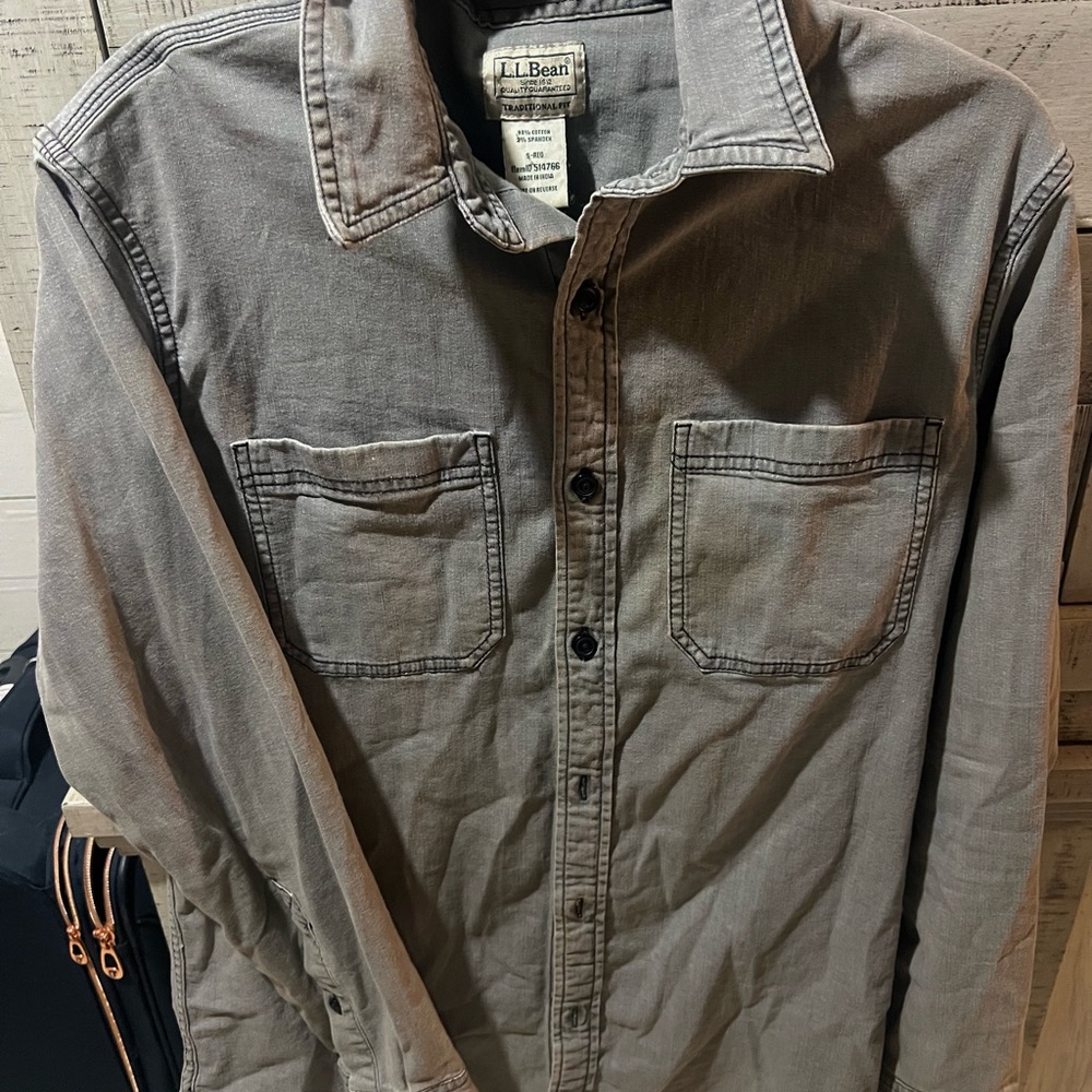 L.L. Bean Gray Button-Up Shirt